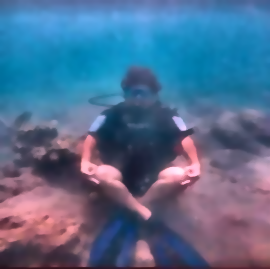 Underwater diver image: restored